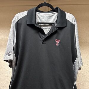 Antigua Black and Gray Texas Tech University Polo Shirt